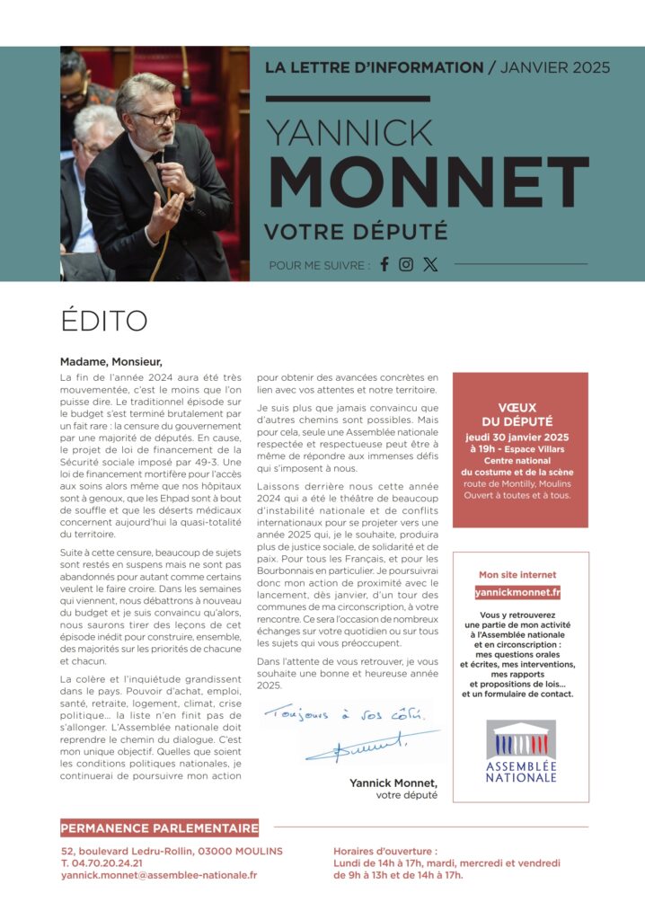 Lettre janvier 2025