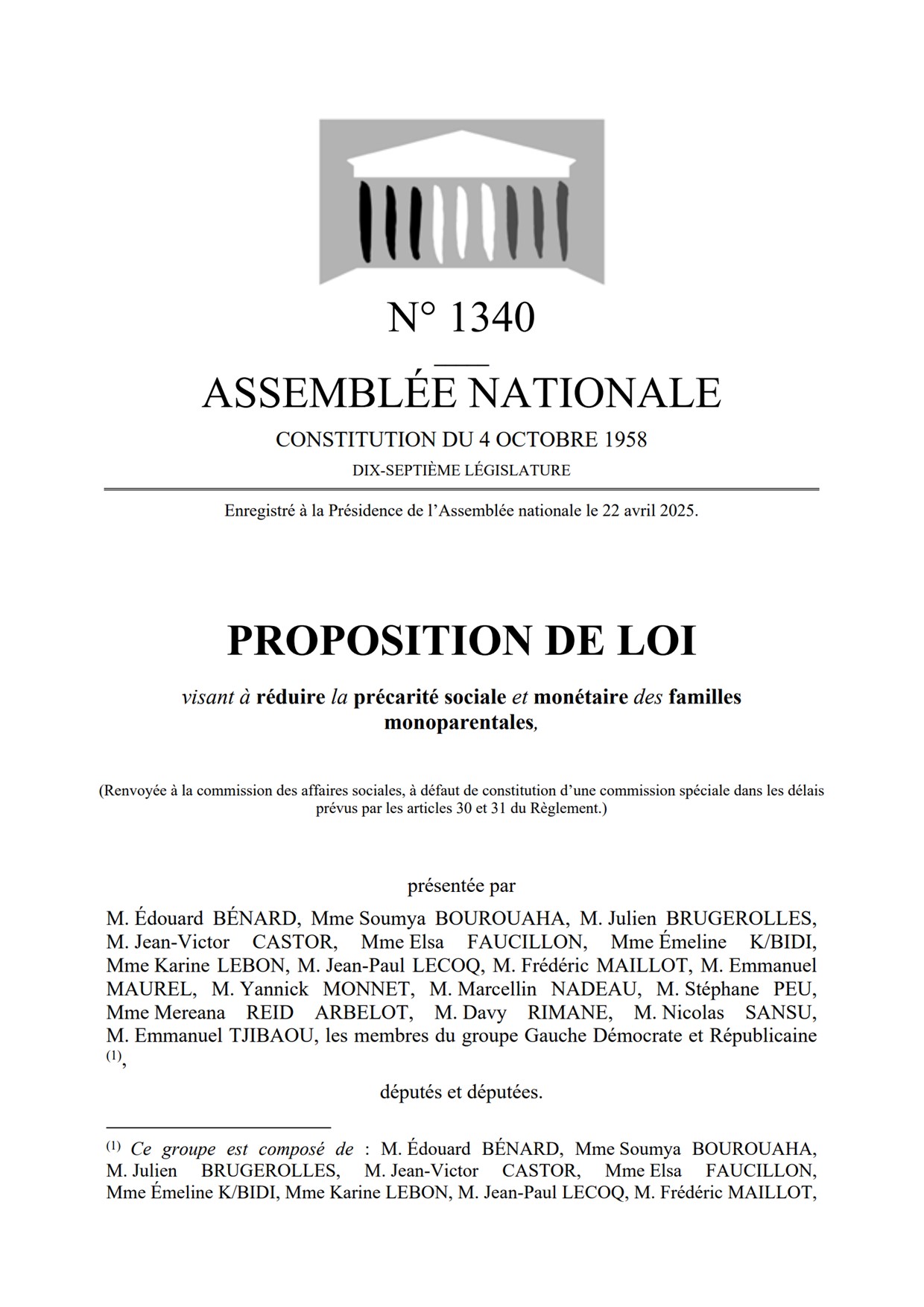 PPL précarité des familles monoparentales
