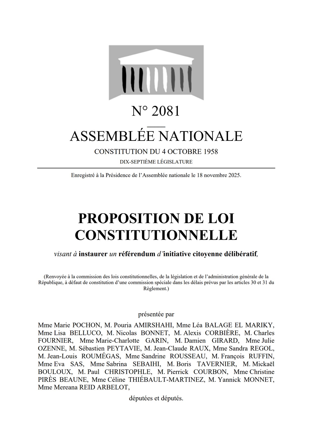 Référendum d'Initiative Citoyenne Délibératif