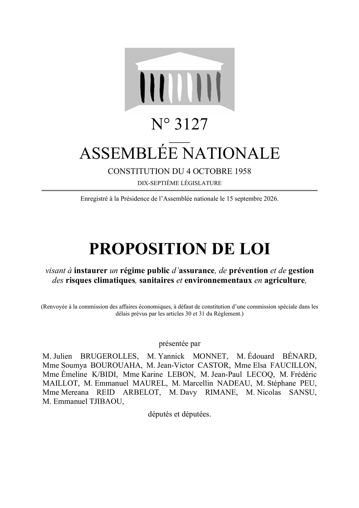 PPL Régime public d'assurance en agriculture